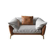 现代意式新精致主义真皮实木框架沙发(单人位 优质超纤皮)
