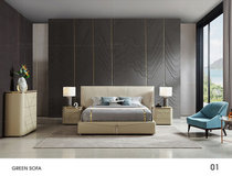 法卡萨 臻品生活 身份象征  欧式床双人床真皮奢华婚床现代美式主卧床8211(半皮)