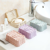 【限量3000件】2个装带盖防水玫瑰雕花香皂盒浴室沥水肥皂盒 简约大号皂托肥皂盒塑料(2个装颜色随机发 默认)