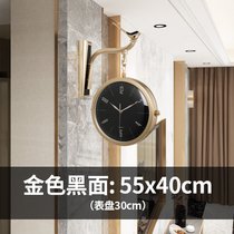 北欧双面挂钟现代简约轻奢大气钟表时尚客厅家用个性创意石英挂表(12英寸（直径30.5厘米） HZX7937-20黑面金色)