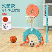 新品儿童篮球架室内可升降宝宝运动玩具礼物家用挂式投篮球框架(火箭款-蓝橙(不带套圈）（小号） 默认版本)