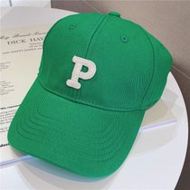SUNTEKins克莱因蓝色针织帽子冷帽保暖百搭冬季P字母纯色男女加厚毛线帽(M（56-58cm） 鸭舌帽 绿色)