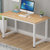 钢木电脑桌台式家用简易书桌现代简约办公桌笔记本桌子(浅胡桃面+白架)
