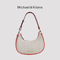 MICHAEL&KILANS 品牌包包女包新款老花单肩包复古法棍包腋下斜挎女包B1210823(咖啡色)