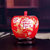 时尚家居装饰摆设景德镇陶瓷经典花瓶中国红苹果瓶（含底座(花开富贵)
