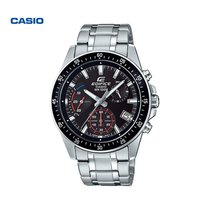 卡西欧（CASIO）手表 EDIFICE系列多功能商务男表防水计时腕表 钢带黑盘红色指针EFV-540D-1A(灰色)