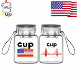 美国CUP LOVER时尚个性美国国旗玻璃杯迷你杯304不锈钢茶隔套装(套装（2个） 美国国旗玻璃杯)