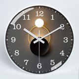 钟表挂钟客厅家用时尚创意简约时钟北欧大气卧室石英钟静音挂表(10英寸（直径25.5厘米） 三圆环白框)