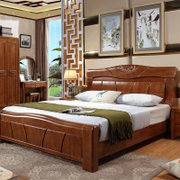 王者佳人 床 实木床现代中式双人床橡胶木床 胡桃色普通床YX-8249(胡桃色1.5米)