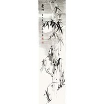 陈进荣 国画 花鸟画 水墨写意 紫晨 竹子 竖幅立轴