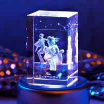 十二星座3D内雕水晶摆件 发光炫彩女友女生生日礼物创意八音盒(玫瑰花 MP4蓝牙底座)