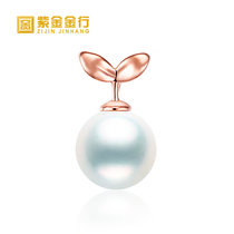 紫金金行幸福萌芽珍珠吊坠18K黄金镶嵌天然珍珠颈饰送礼FH700023