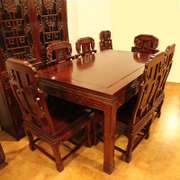红木家具红木餐桌实木餐桌长方形六人位饭桌原木非洲酸枝木