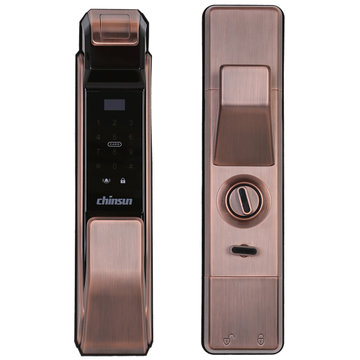 chinsun qs8806 指纹锁 智能门锁 电子门铃 全自动开关锁 红古铜