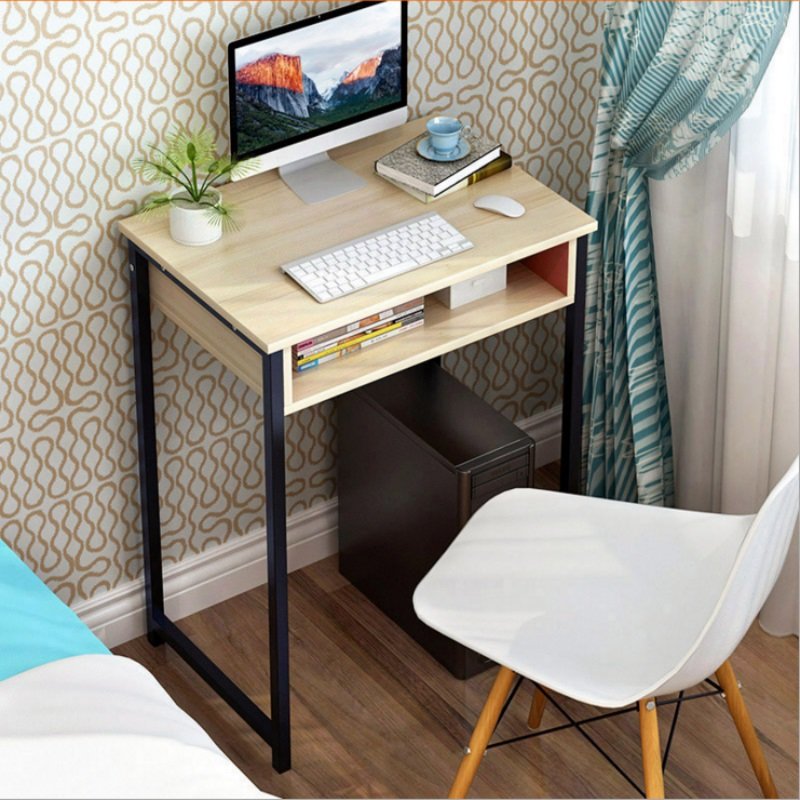 京好 台式电脑桌 家用带抽办公桌现代简约环保写字台简易书桌电脑桌E128(白枫木色60X40厘米)