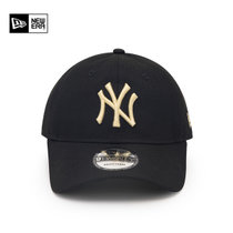 【薇娅推荐】NEW ERA纽亦华棒球帽MLB系列NY洋基队经典时尚情侣弯檐帽黑色金标(黑色 均码)