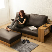 奥古拉 沙发床 双人小户型沙发床 组合多功能可折叠(皮艺-咖色)