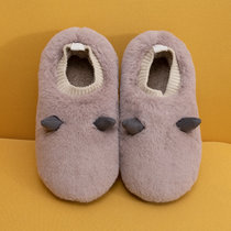 KOUDOO2021年秋冬季新款毛绒包跟情侣木地板居家棉鞋保暖月子鞋(M2105紫色 42-43)
