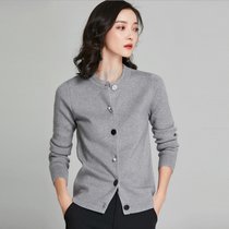 MISS LISA针织衫开衫长袖韩版修身百搭洋气外搭厚款毛衣外套K11031(深灰色 M)