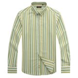 johansson约翰逊 男士长袖衬衫 商务休闲修身扣领尖领衬衣J14SS108(浅绿条 43)