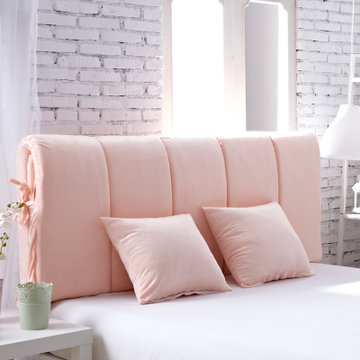 欣纯家居 天鹅绒素色可拆洗单人/双人席梦思床头靠背靠垫软包(粉玉 2.
