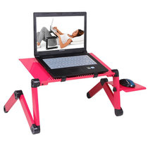【京好】床上电脑桌 现代简约环保笔记本电脑桌 铝合金折叠桌A121(玫瑰红 长42CM双风扇无鼠标板)