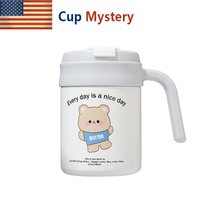 美国cup mystery进口304材质卡通小熊手柄桌面咖啡保温保冷保温杯(黑色宇宙 进口304不锈钢保温杯)