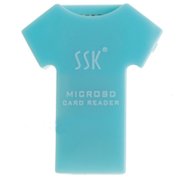 飚王（SSK）SCRS052 T恤型TF读卡器（蓝色）（外观新颖独特，色彩多样；配带挂绳，便携，使用简单)