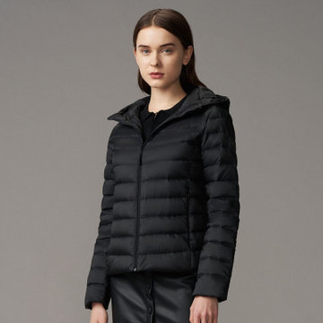波司登2021春季款羽绒服女休闲轻薄连帽拉链短款纯色百搭优雅 b