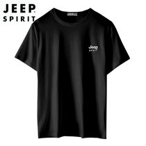 吉普jeep男装T恤夏装圆领男士短袖t恤纯棉透气百搭休闲半袖T桖上衣运动体恤衫(2J3661黑色 XL)