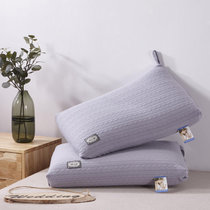 水洗针织棉枕头成人热熔枕单人学生宿舍家用枕芯一对两个(针织棉枕-灰色 48*74cm 一对)