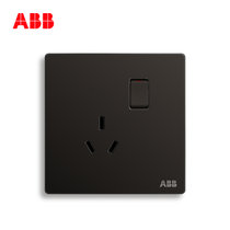 ABB官方旗开关插座面板轩致无框星空黑色系列USB+五孔一开单控双控错位二三插三孔16A电视电话电脑六类网插86型家用(一开三孔AF223-885)