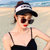 空顶帽子女夏季遮阳帽跑步防晒运动太阳帽大檐帽女款防紫外线凉帽(黑沿白身（棉KMQHAT）（可调节）)