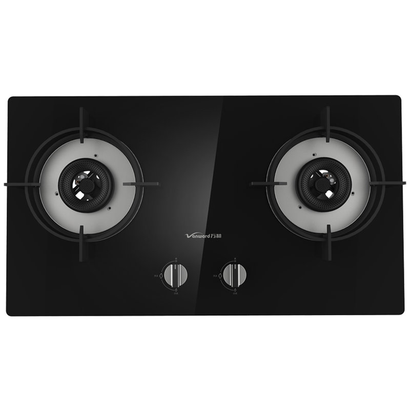 万和vanwardjzycl02黑色钢化玻璃多孔双喷直火