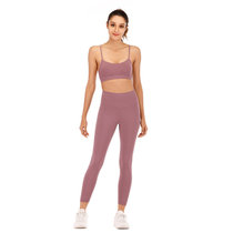 雅凯诗瑜伽服套装女新款两件套显瘦长裤专业健身房运动(粉红色 S)