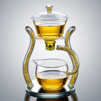 玻璃茶具套装分茶器家用吸磁泡茶壶懒人自动泡茶神器功夫喝茶用品(金箔宫灯茶具(金)188)