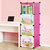 索尔诺卡通书柜儿童书架自由组合玩具收纳柜简易储物置物架柜子(A6104粉色 单排书柜)