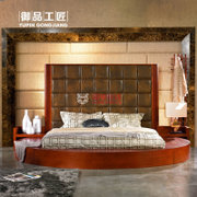 御品工匠 东南亚风格双人床 大圆床 水曲柳实木床 风情圆型榻榻米床 KA02(床+两个床头柜)