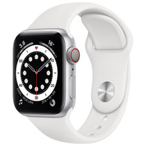 Apple Watch Series 6智能手表 GPS+蜂窝款 40毫米银色铝金属表壳 白色运动型表带 M06M3CH/A