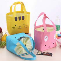 有乐 可爱动物棉麻帆布便当包 束口保温午餐包 饭盒袋 便当袋zw50(粉色)