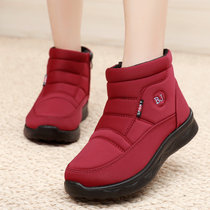 老北京布鞋新款女冬加绒保暖雪地靴中老年妈妈棉鞋休闲奶奶棉靴子(红色 37)