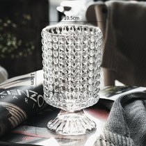 法式创意玻璃花瓶透明轻奢摆件欧式水养插花鲜花瓶餐桌客厅装饰品(法式水晶（波点） 中等)