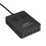 奥睿科（ORICO）HPC-2A5U 智能5口USB数码充电器 2位插座/插排/插线板/接线板(黑色 1.5M)