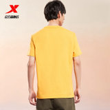 特步短袖针织衫T恤半袖男8792290103263XL黄色 运动服圆领