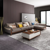a家家具 现代简约布艺沙发组合客厅小户型轻奢北欧风格家具DB1579(浅咖色 三人位+中位+右贵妃位)
