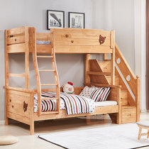 实木儿童上下床多功能组合两层双人床上下铺木床双层高低子母床(1200mm*1900mm 双层床+书架)