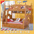 千色世界 实木高低床地中海儿童床橡胶木上下床二层母子床上下铺组合双层床(高低床+高箱+梯柜 1.5米床)