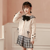 巴洛尼莫2021年秋季新款儿童秋装韩版洋气大童套装 女童秋装连衣裙两件套(150 白)