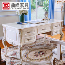 曲尚（Qushang）欧式书桌 雕花白色电脑桌 法式办公桌写字台书台0101(书台+椅子)