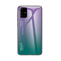 三星A51 5G手机壳新款a51渐变彩绘玻璃壳A51防摔软边保护套(渐变紫)